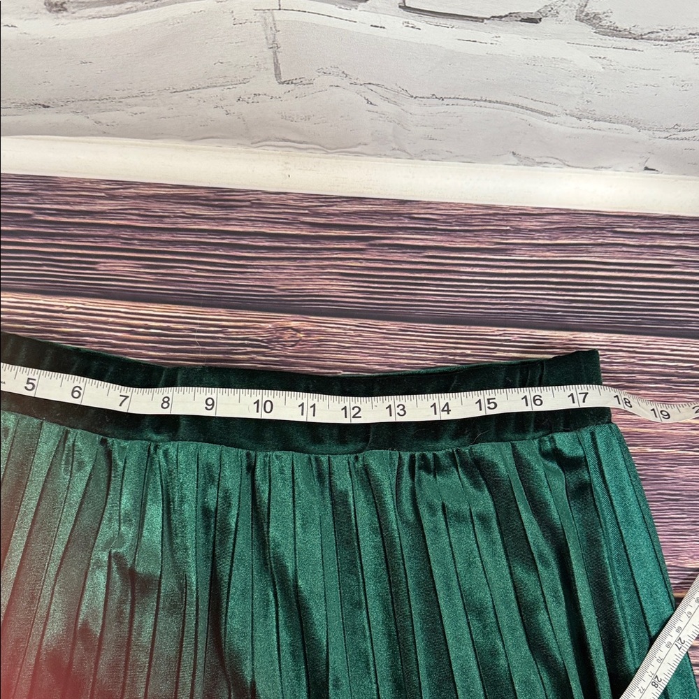 EMERY ROSE 2XL Luxurious Forest Green Velvet Pleated Skirt. Classic parties - Picture 6 of 8